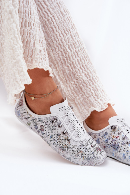 topánky Dámske Vyrobené z prírodnej kože Vzorované Artiker 56C2688 biela farba