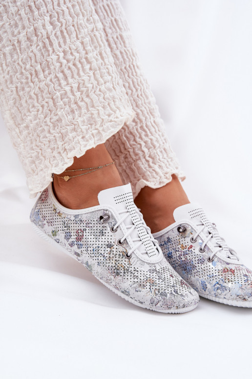 topánky Dámske Vyrobené z prírodnej kože Vzorované Artiker 56C2688 biela farba