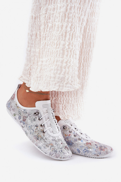 topánky Dámske Vyrobené z prírodnej kože Vzorované Artiker 56C2688 biela farba