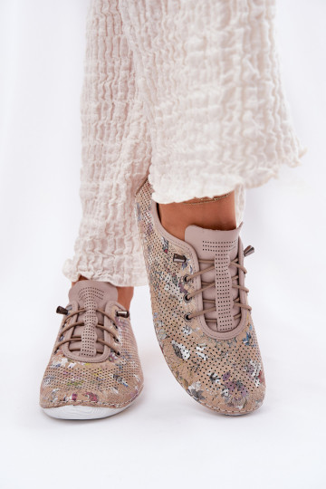 topánky Dámske Vyrobené z prírodnej kože Vzorované Artiker 56C2689 béžová 2