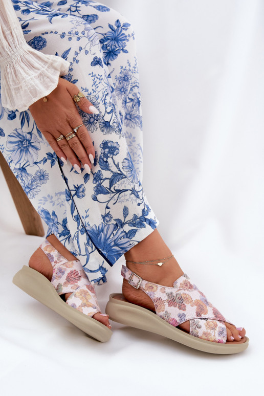 Dámske sandále z eko kože s kvetmi Rôzne farby Tosmelia