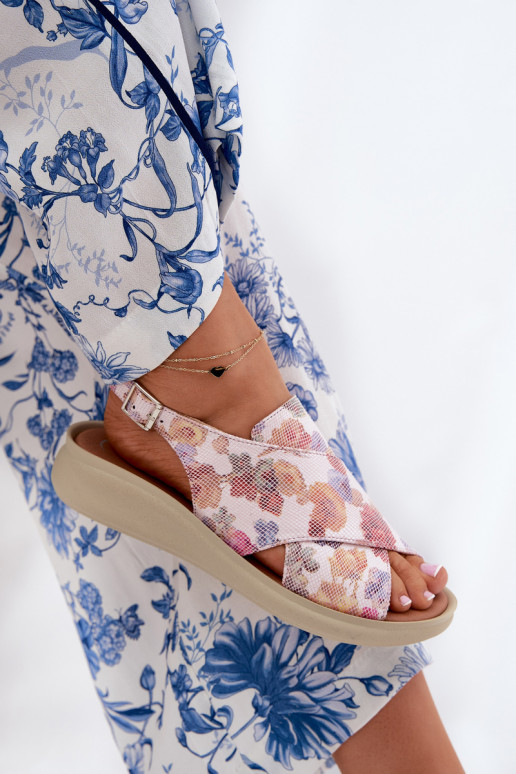 Dámske sandále z eko kože s kvetmi Rôzne farby Tosmelia