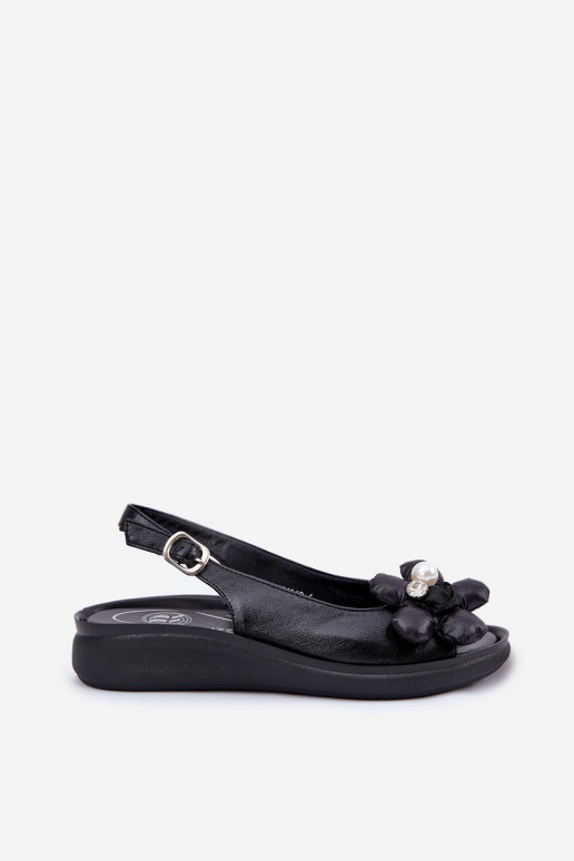 Dámske sandále S Ornatem s kvetmiem čierna Divonne