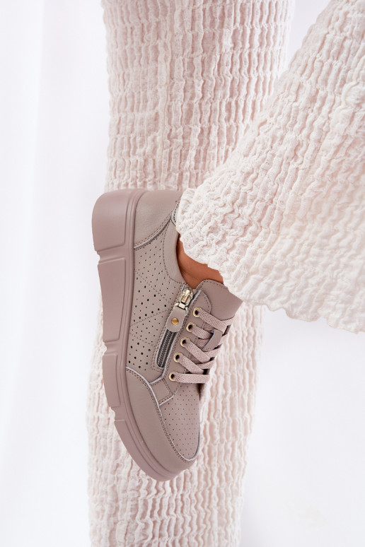 Kožené tenisky Tenisky model obuvi s platformou so zipsami Vinceza 88019 béžová Kožené tenisky Tenisky model obuvi s platformou so zipsami Vinceza 88019 béžová