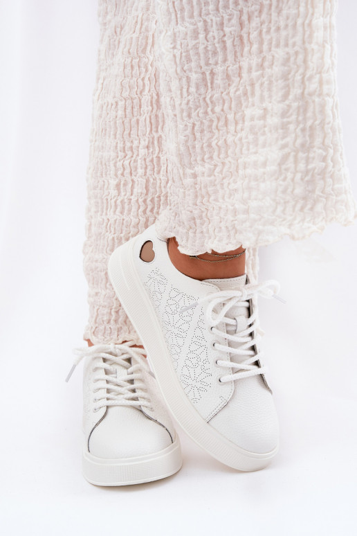 Kožené Tenisky model obuvi Dámske s platformou Vinceza 88018 biela farba Kožené Tenisky model obuvi Dámske s platformou Vinceza 88018 biela farba