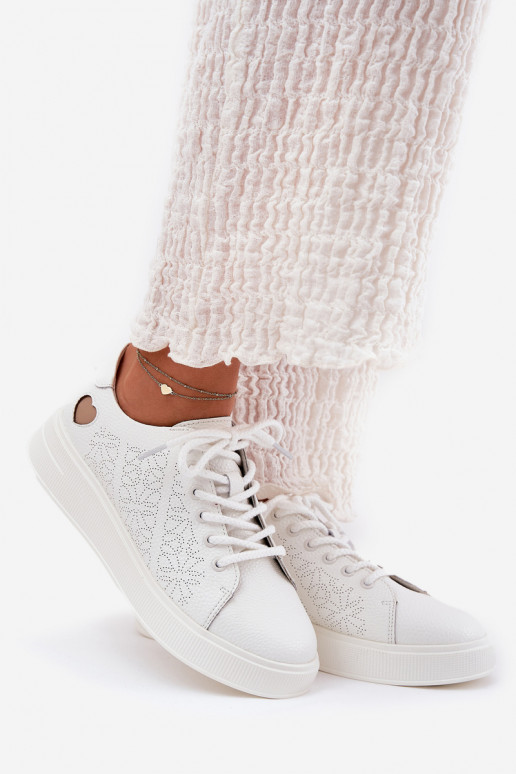 Kožené Tenisky model obuvi Dámske s platformou Vinceza 88018 biela farba Kožené Tenisky model obuvi Dámske s platformou Vinceza 88018 biela farba