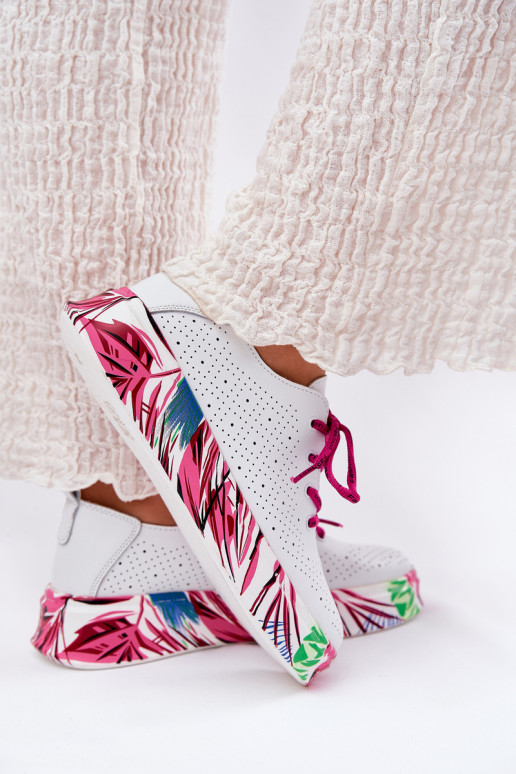 Kožené Tenisky model obuvi Dámske Zapnuté Vzorovanéj Platformie Vinceza 88017 biela farba Kožené Tenisky model obuvi Dámske Zapnuté Vzorovanéj Platformie Vinceza 88017 biela farba