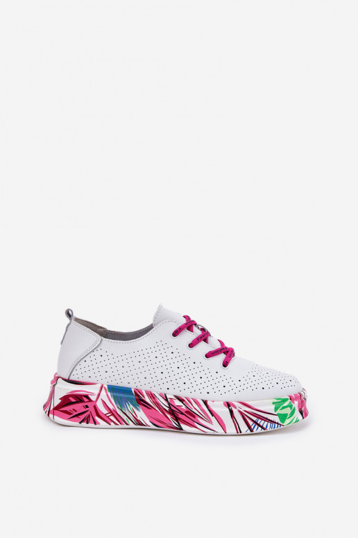 Kožené Tenisky model obuvi Dámske Zapnuté Vzorovanéj Platformie Vinceza 88017 biela farba Kožené Tenisky model obuvi Dámske Zapnuté Vzorovanéj Platformie Vinceza 88017 biela farba