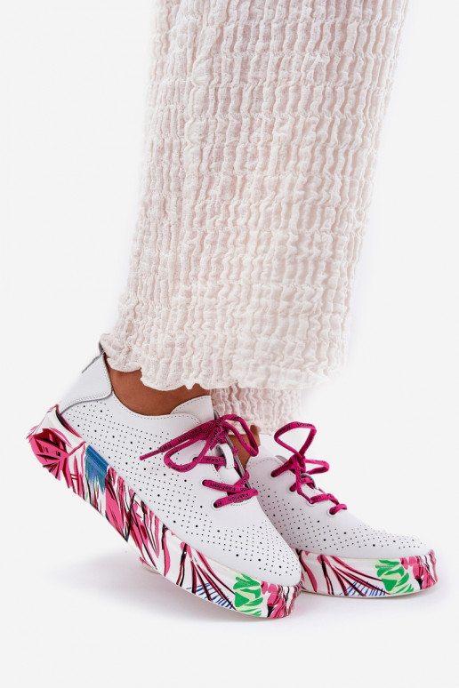 Kožené Tenisky model obuvi Dámske Zapnuté Vzorovanéj Platformie Vinceza 88017 biela farba Kožené Tenisky model obuvi Dámske Zapnuté Vzorovanéj Platformie Vinceza 88017 biela farba