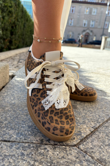 nízke sneakers model s šnúrkami a leopardím vzorom hnedé Zielle 2