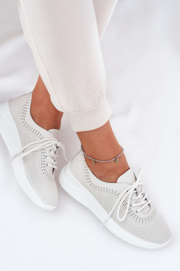 Kožené tenisky Dámske Vinceza 41472 biela farba