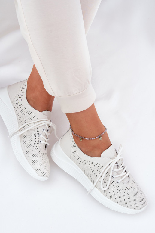 Kožené tenisky Dámske Vinceza 41472 biela farba