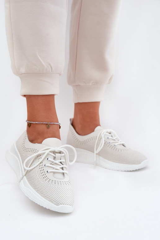 Kožené tenisky Dámske Vinceza 41472 biela farba