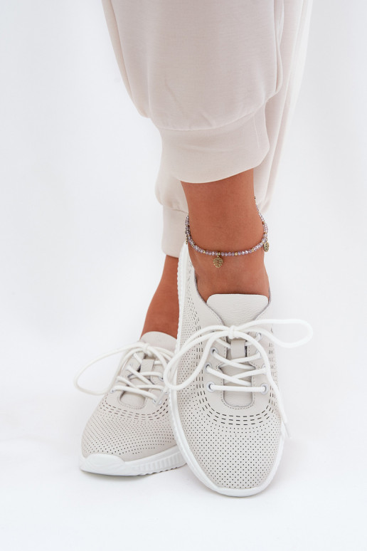 Kožené tenisky Dámske Vinceza 41472 biela farba