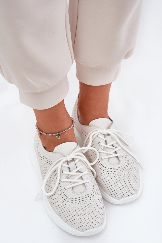 Kožené tenisky Dámske Vinceza 41472 biela farba