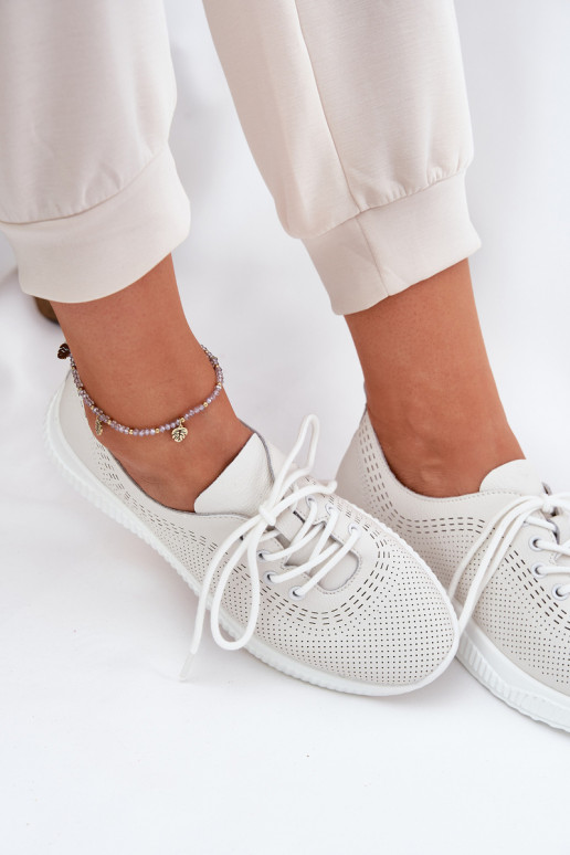 Kožené tenisky Dámske Vinceza 41472 biela farba