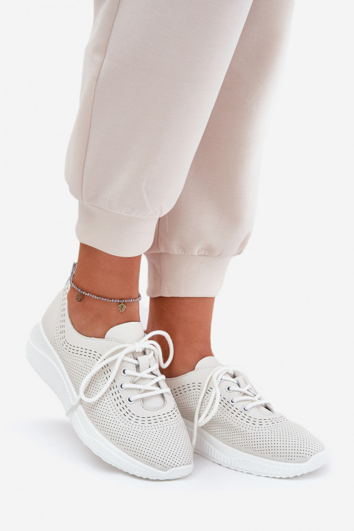 Kožené tenisky Dámske Vinceza 41472 biela farba