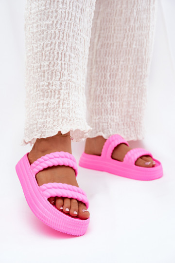 Ľahké papuče Jednoduché Dámske papuče s platformou S.Barski ZK51-001 Ružová 2