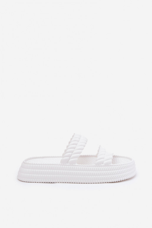 Ľahké papuče Jednoduché Dámske papuče s platformou S.Barski ZK51-001 biela farba Ľahké papuče Jednoduché Dámske papuče s platformou S.Barski ZK51-001 biela farba