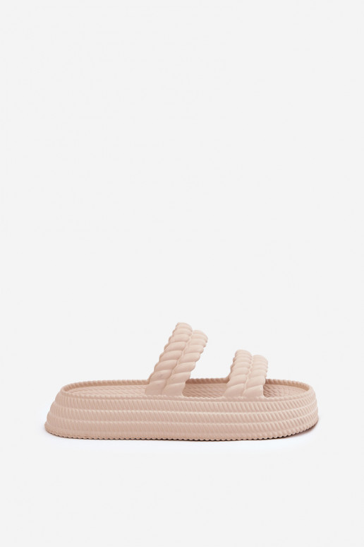 Ľahké papuče Jednoduché Dámske papuče s platformou S.Barski ZK51-001 béžová Ľahké papuče Jednoduché Dámske papuče s platformou S.Barski ZK51-001 béžová