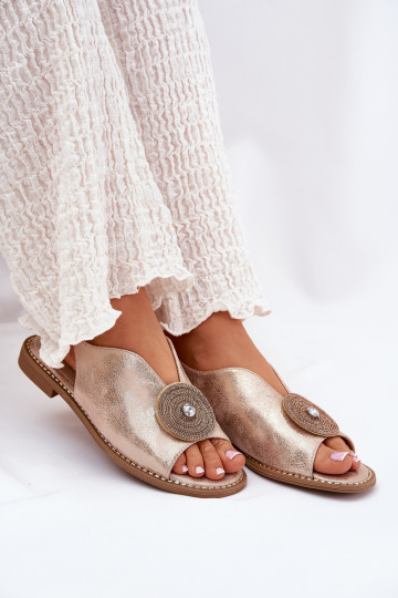 s leskom Dámske sandále Ozdobnym Detalem S.Barski KV51-012 farba ružového zlata