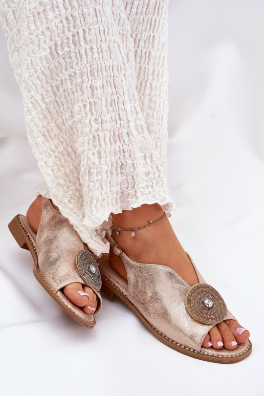 s leskom Dámske sandále Ozdobnym Detalem S.Barski KV51-012 farba ružového zlata