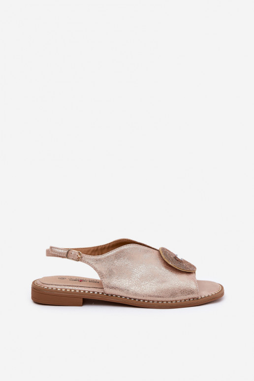 s leskom Dámske sandále Ozdobnym Detalem S.Barski KV51-012 farba ružového zlata