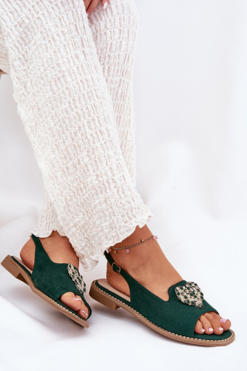 Dámske sandále S Ornatem Srdiečkam S.Barski KV27-018 zelená farba