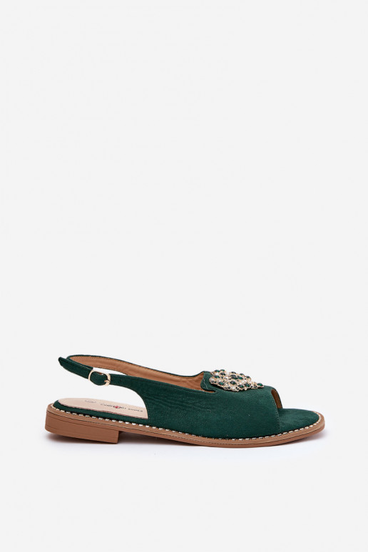 Dámske sandále S Ornatem Srdiečkam S.Barski KV27-018 zelená farba Dámske sandále S Ornatem Srdiečkam S.Barski KV27-018 zelená farba