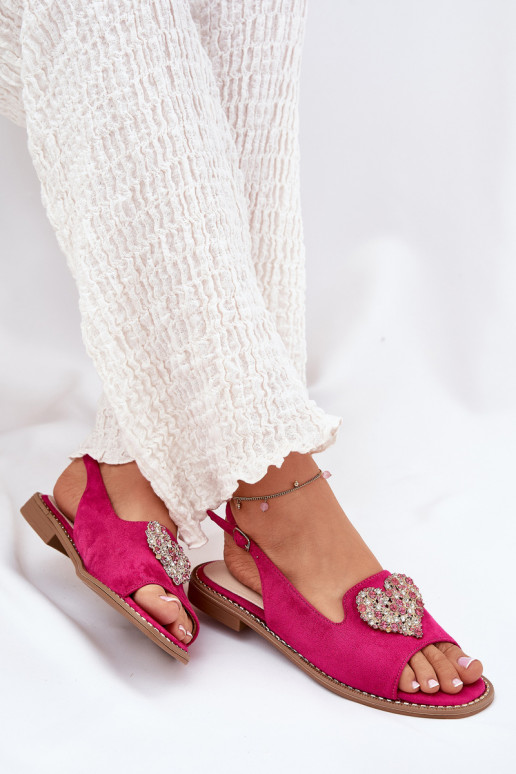 Dámske sandále S Ornatem Srdiečkam S.Barski KV27-018 Ružová