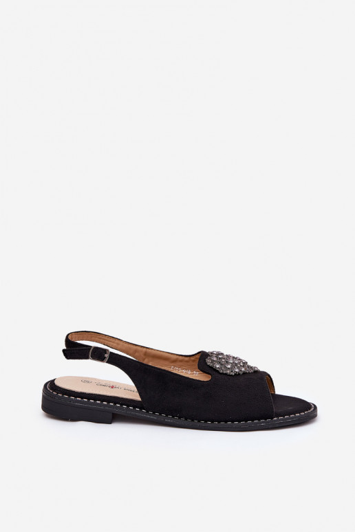 Dámske sandále S Ornatem Srdiečkam S.Barski KV27-018 čierna Dámske sandále S Ornatem Srdiečkam S.Barski KV27-018 čierna