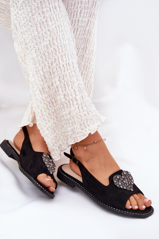 Dámske sandále S Ornatem Srdiečkam S.Barski KV27-018 čierna Dámske sandále S Ornatem Srdiečkam S.Barski KV27-018 čierna