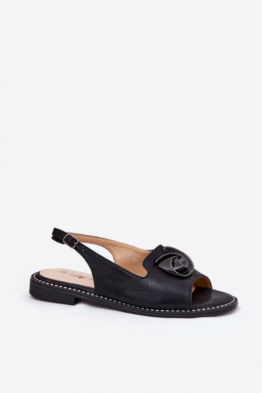 s leskom Dámske sandále s ozdobami S.Barski KV51-006 čierna