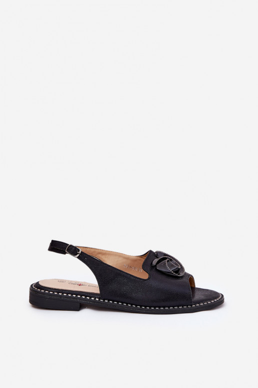 s leskom Dámske sandále s ozdobami S.Barski KV51-006 čierna