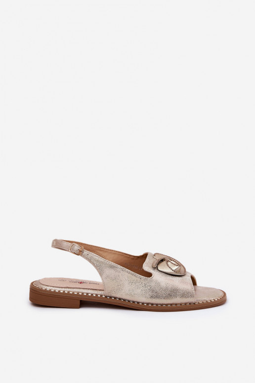 s leskom Dámske sandále s ozdobami S.Barski KV51-006 zlatej farby