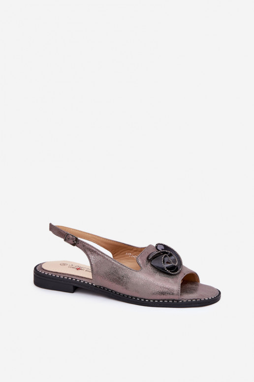 s leskom Dámske sandále s ozdobami S.Barski KV51-006 sivá