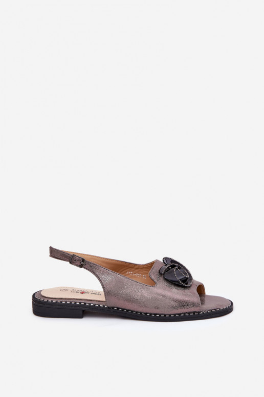 s leskom Dámske sandále s ozdobami S.Barski KV51-006 sivá