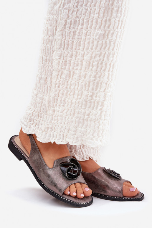 s leskom Dámske sandále s ozdobami S.Barski KV51-006 sivá