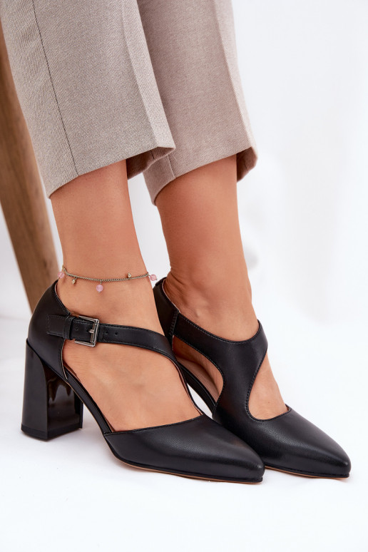 Kožené Topánky s podpätkami s prackami Vinceza 91133 čierna