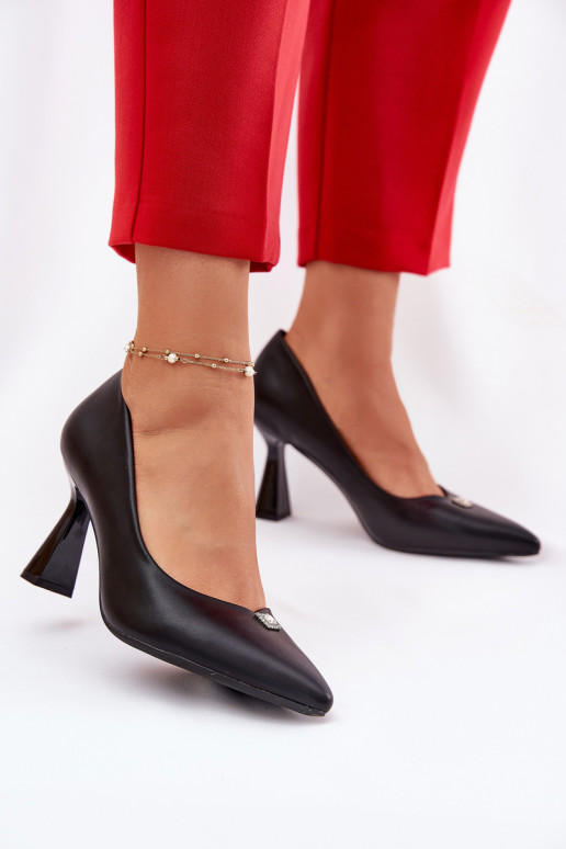 Elegantný štýl Topánky Zapnuté Rozszerzanej Szpilce Vinceza 62222 čierna Elegantný štýl Topánky Zapnuté Rozszerzanej Szpilce Vinceza 62222 čierna