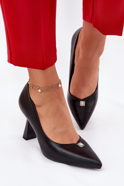 Elegantný štýl Topánky Zapnuté Rozszerzanej Szpilce Vinceza 62222 čierna Elegantný štýl Topánky Zapnuté Rozszerzanej Szpilce Vinceza 62222 čierna