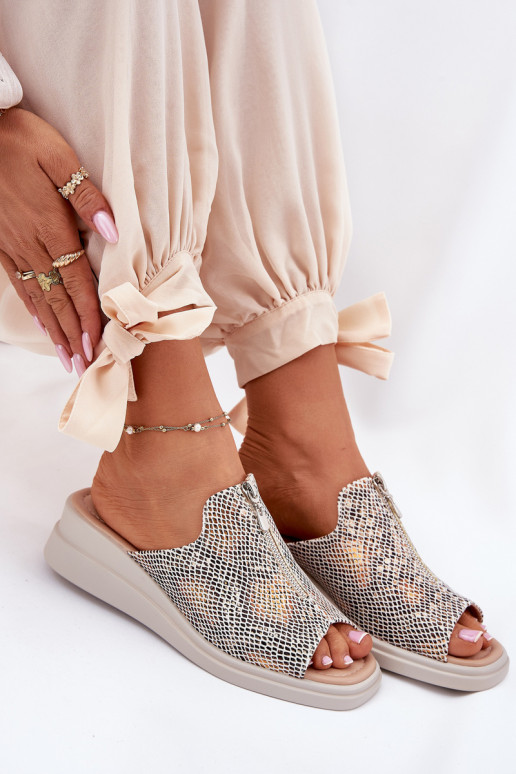 Dámske papuče Zapnuté INedge so zipsami Zvierací vzor béžová Irriva Dámske papuče Zapnuté INedge so zipsami Zvierací vzor béžová Irriva