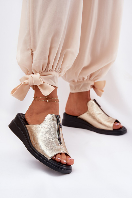 Dámske papuče Zapnuté INedge so zipsami zlatej farby Irriva Dámske papuče Zapnuté INedge so zipsami zlatej farby Irriva