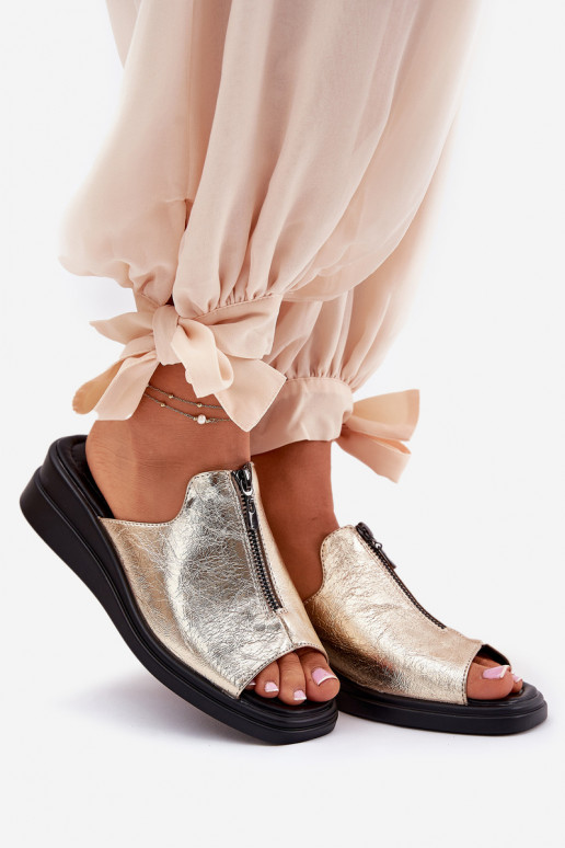 Dámske papuče Zapnuté INedge so zipsami zlatej farby Irriva Dámske papuče Zapnuté INedge so zipsami zlatej farby Irriva