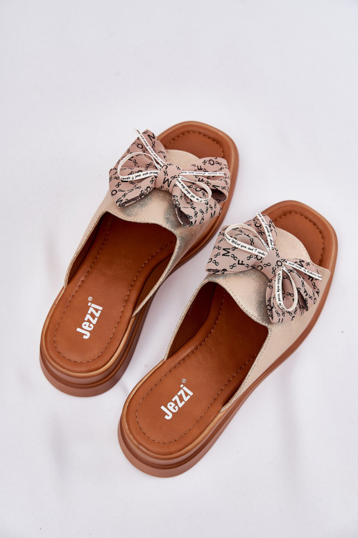 Dámske papuče Zapnuté INedge so stuhami zlatej farby Moonzella Dámske papuče Zapnuté INedge so stuhami zlatej farby Moonzella