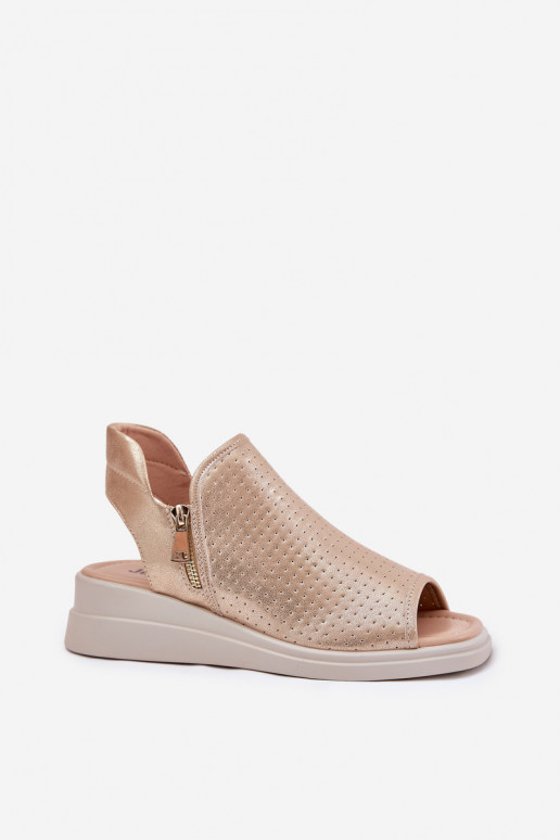 Dámske sandále Zapnuté INedge zlatej farby Mevinette