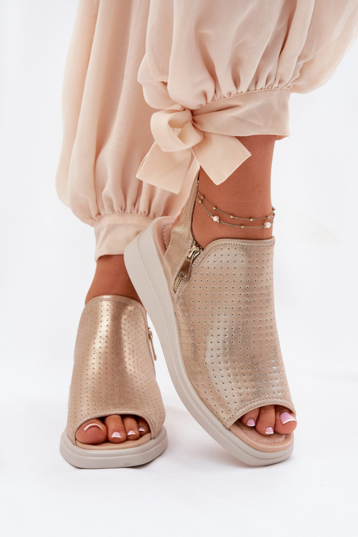 Dámske sandále Zapnuté INedge zlatej farby Mevinette