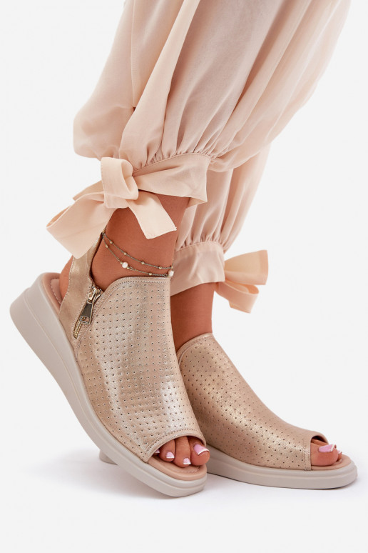 Dámske sandále Zapnuté INedge zlatej farby Mevinette