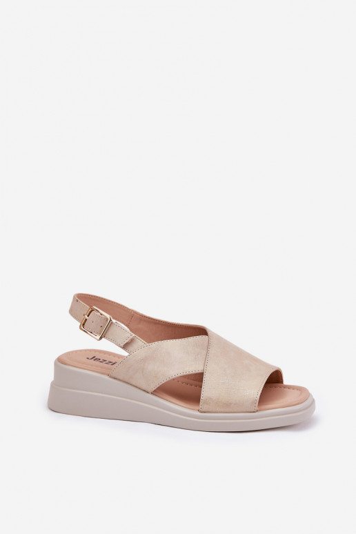 Dámske sandále Zapnuté INedge z eko kože zlatej farby Quilara