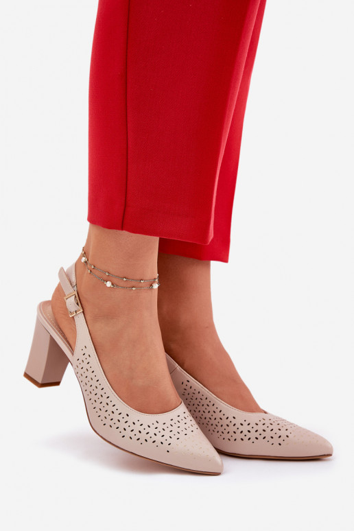 Prelamované sandále Ze Szpiczastymi Noskami s podpätkami Sergio Leone SK163 béžová Prelamované sandále Ze Szpiczastymi Noskami s podpätkami Sergio Leone SK163 béžová